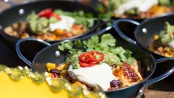 Mega Veggie Nachos with Sour Cream and Guacamole