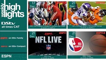 DSTV WEEKLY HIGHLIGHTS 17-23 December 2021
